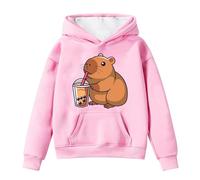Generisch Felpa con cappuccio da ragazza con stampa Capybara, a maniche lunghe, con tasca, invernale, calda, per ragazze, comoda e morbida, Colore: rosa., 12-13 Jahre