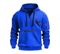 Generisch Felpa con cappuccio da uomo 3XL, con cappuccio, con stampa natalizia, con coulisse e tasche, maglione sportivo, tinta unita, da uomo, classico, casual, Blu, XXL