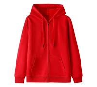 Generisch Felpa con cappuccio da uomo a maniche lunghe, casual, con coulisse, con taschino, felpa 36, Colore: rosso, 5XL