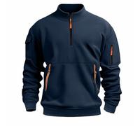Generisch Felpa con cappuccio da uomo, a maniche lunghe, con cerniera, a maniche lunghe, slim fit, con cappuccio, Blu marino, S
