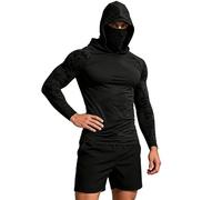 Generisch Felpa con cappuccio da uomo a maniche lunghe, traspirante, con cappuccio, maschera a maniche lunghe, estiva, abbigliamento sportivo, protezione dagli insetti, a maniche lunghe, SPF 50+