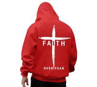 Generisch Felpa con cappuccio da uomo a righe incrociate, morbida, tinta unita, traspirante, con cappuccio, stile hipster Streetwear, Colore: rosso, L