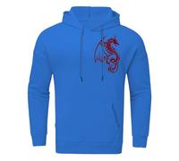 Generisch Felpa con cappuccio da uomo alla moda con design dell'anno del drago con fodera calda per un look casual e confortevole quotidiano, Blu, 3XL