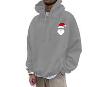 Generisch Felpa con cappuccio da uomo alla moda con design grafico, comoda felpa in pile per il tempo libero, grigio., XL