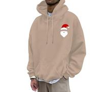 Generisch Felpa con cappuccio da uomo alla moda con design grafico, comoda felpa in pile per il tempo libero, cachi, XXL