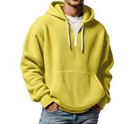 Generisch Felpa con cappuccio da uomo alla moda con pratica tasca come compagno versatile per il tempo libero, le attività all'aria aperta nelle stagioni più fredde, giallo., XXL