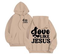 Generisch Felpa con cappuccio da uomo Backprint Love Like Jesus Felpa con cappuccio alla moda Hip Hop Felpa a maniche lunghe con cappuccio Y2K Maglione con cappuccio Harajuku Style Streetwear Locker