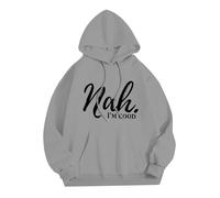 Generisch Felpa con cappuccio da uomo casual con lettere stampa a maniche lunghe, traspirante, confortevole, streetwear moda inverno casual, grigio., L