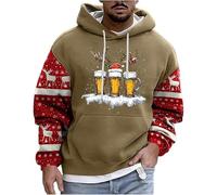 Generisch Felpa con cappuccio da uomo, casual, rilassato, confortevole, con stampa, a maniche lunghe, in velluto, caffè, 5XL