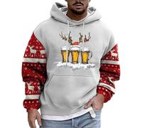 Generisch Felpa con cappuccio da uomo, casual, rilassato, confortevole, con stampa, a maniche lunghe, in velluto, bianco, 6XL