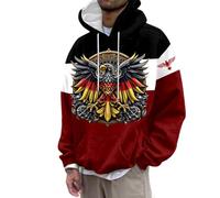 Generisch Felpa con cappuccio da uomo con cappuccio e felpa in stile tedesco con stampa 3D, comoda felpa casual streetwear, per primavera, autunno e inverno, Nero , L