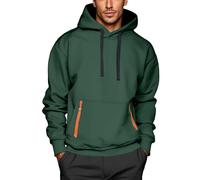 Generisch Felpa con cappuccio, da uomo, con cerniera, oversize, con cappuccio, per attività all'aria aperta, a maniche lunghe, da jogging, streetwear, verde scuro, 3XL