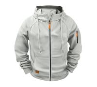 Generisch Felpa con cappuccio da uomo con chiusura lampo, felpa da uomo con cappuccio, tinta unita, comoda felpa alla moda, casual, con cappuccio, antivento, da corsa, grigio., m