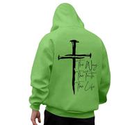 Generisch Felpa con cappuccio da uomo con design God-Print, casual, a maniche lunghe, comoda, abbigliamento quotidiano, verde, XL