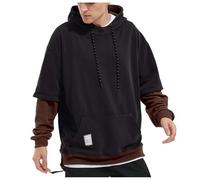 Generisch Felpa con cappuccio da uomo con design patchwork ricco di contrasto per uomini attenti allo, caffè, M
