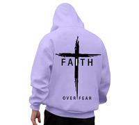 Generisch Felpa con cappuccio da uomo con lettere stampate con cappuccio, colore puro, vestibilità rilassata, felpa hip hop streetwear, felpa autunno e inverno, Lilla, S