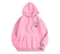 Generisch Felpa con cappuccio da uomo con maniche senza spalline, design moderno del viso per un comfort casual e stile, Colore: rosa., L