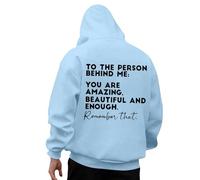 Generisch Felpa con cappuccio da uomo con messaggio positivo sulla schiena - Felpa casual con cappuccio con stampa statement | Felpa ispiratrice per l'uso quotidiano, Stil_r05 blu, 3XL