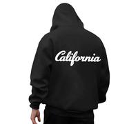 Generisch Felpa con cappuccio da uomo con scritta California, classica felpa con cappuccio in stile college. Felpa casual come souvenir o per gli appassionati di stile costa occidentale, Stil_c02 Nero