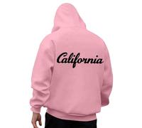 Generisch Felpa con cappuccio da uomo con scritta California, classica felpa con cappuccio in stile college. Felpa casual come souvenir o per gli appassionati di stile costa occidentale, Stil_c11 rosa