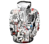 Generisch Felpa con cappuccio da uomo con stampa 3D con motivo astratto graffiti - felpa artistica in stile street art | felpa accattivante con stampa allover, Stil_x01 grigio, XL