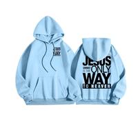 Generisch Felpa con cappuccio da uomo con stampa a lettere di Cristo, vestibilità stretta, casual, per lo sport, tutti i giorni, traspirante, Azzurro, XL