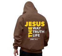 Generisch Felpa con cappuccio da uomo con stampa di Dio, a maniche lunghe, realizzata in morbido misto cotone, ideale per abbigliamento casual quotidiano e attività ricreative, marrone, M