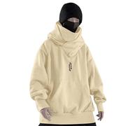 Generisch Felpa con cappuccio da uomo con stampa, felpa con cappuccio da uomo, slim fit, collo alto, felpa con cappuccio Y2K, tinta unita, comoda felpa da lavoro, robusta e casual, beige., L