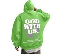 Generisch Felpa con cappuccio da uomo con stampa grafica, casual, per sport, tempo libero, tutti i giorni, comfort, verde, XL