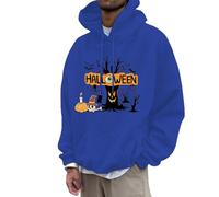 Generisch Felpa con cappuccio da uomo con stampa halloween casual, vestibilità larga, fodera in pile calda, comoda streetwear per le offerte invernali sotto i 50 anni, BU1, 3XL