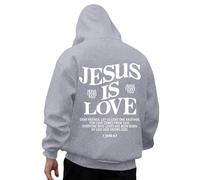 Generisch Felpa con cappuccio da uomo con stampa posteriore Christian Hoodies Lettera grafica Bibelvers, felpa con cappuccio oversize a maniche lunghe, felpa con cappuccio con stampa a lettere, O