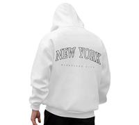 Generisch Felpa con cappuccio da uomo con stampa sul retro di New York, stile college, comoda felpa come souvenir o per gli appassionati della metropoli, Stil_s14 Bianco, L