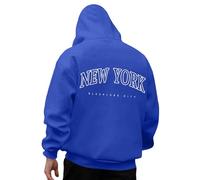 Generisch Felpa con cappuccio da uomo con stampa sul retro di New York, stile college, comoda felpa come souvenir o per gli appassionati della metropoli, Stil_s03 blu, M