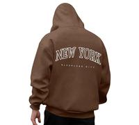 Generisch Felpa con cappuccio da uomo con stampa sul retro di New York, stile college, comoda felpa come souvenir o per gli appassionati della metropoli, Stil_s04 Marrone, L