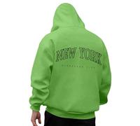 Generisch Felpa con cappuccio da uomo con stampa sul retro di New York, stile college, comoda felpa come souvenir o per gli appassionati della metropoli, Stil_s06 verde, L