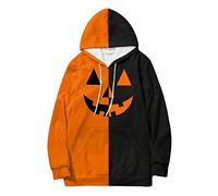 Generisch Felpa con cappuccio da uomo Halloween design a maniche lunghe felpa con stampa per coppie individui, giallo., M