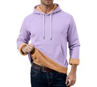 Generisch Felpa con cappuccio da uomo in cotone, con cappuccio, da uomo, in caldo pile, foderata, con cappuccio, per il tempo libero, maglione termico