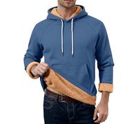 Generisch Felpa con cappuccio da uomo in cotone, con cappuccio, da uomo, in caldo pile, foderata, con cappuccio, per il tempo libero, maglione termico