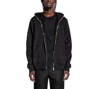 Generisch Felpa con cappuccio da uomo in cotone tinta unita con chiusura lampo, maglione a maniche lunghe, da uomo, casual, oversize, con cappuccio, Nero , S