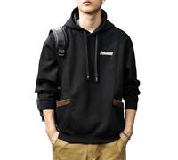 Generisch Felpa con cappuccio da uomo in pile, traspirante, materiale morbido, per attività all'aria aperta, tempo libero, alla moda, vestibilità comoda, durevole, Nero , XL