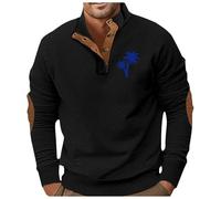 Generisch Felpa con cappuccio da uomo in tinta unita stampata senza maniche lunghe, casual, confortevole, da uomo, Nero , L