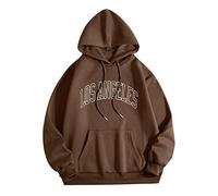 Generisch Felpa con cappuccio da uomo Los Angeles Y2K Hip Hop Streetwear, felpa con cappuccio, a maniche lunghe, oversize, per il tempo libero, da uomo, O caffè., S