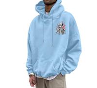 Generisch Felpa con cappuccio da uomo per Halloween, casual, comoda, traspirante, morbida, calda, per l'inverno, per il tempo libero, Azzurro, S