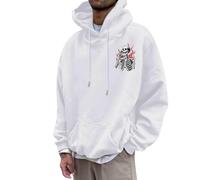 Generisch Felpa con cappuccio da uomo per Halloween, casual, comoda, traspirante, morbida, calda, per l'inverno, per il tempo libero, bianco, M