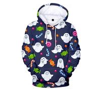 Generisch Felpa con cappuccio da uomo per Halloween, con stampa orrore, con tasche, vestibilità stretta, con stampa divertente, a maniche lunghe, morbida, casual, con cappuccio, lilla chiaro, L