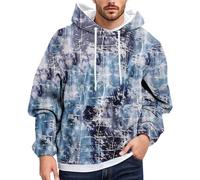 Generisch Felpa con cappuccio da uomo, per il tempo libero, per l'inverno, per tutti i giorni, in tessuto comodo, con stampa, taglio largo, combinabile, attività all'aperto, Azzurro, 3XL