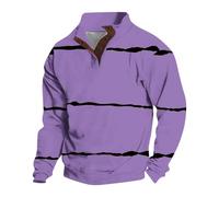 Generisch Felpa con cappuccio da uomo senza cappuccio - Felpa da uomo a maniche lunghe con bottoni con stampa giacca sportiva con colletto a risvolto, camicia termica Streetwear casual, a maniche