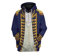 Generisch Felpa con cappuccio da uomo, storia invernale, casual, alla moda, stampa 3D, taglie forti, Blu, L