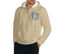 Generisch Felpa con cappuccio da uomo vintage Y2K Streetwear Mix ANV Match stampa lettere backprint felpa con cappuccio a maniche lunghe con stampa coniglio con cappuccio, P Khaki, L