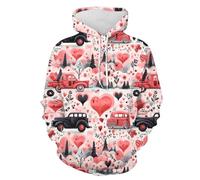 Generisch Felpa con cappuccio digitale 3D da uomo con stampa innovativa per una moda casual, occasioni speciali come San Valentino, Colore: rosa., M